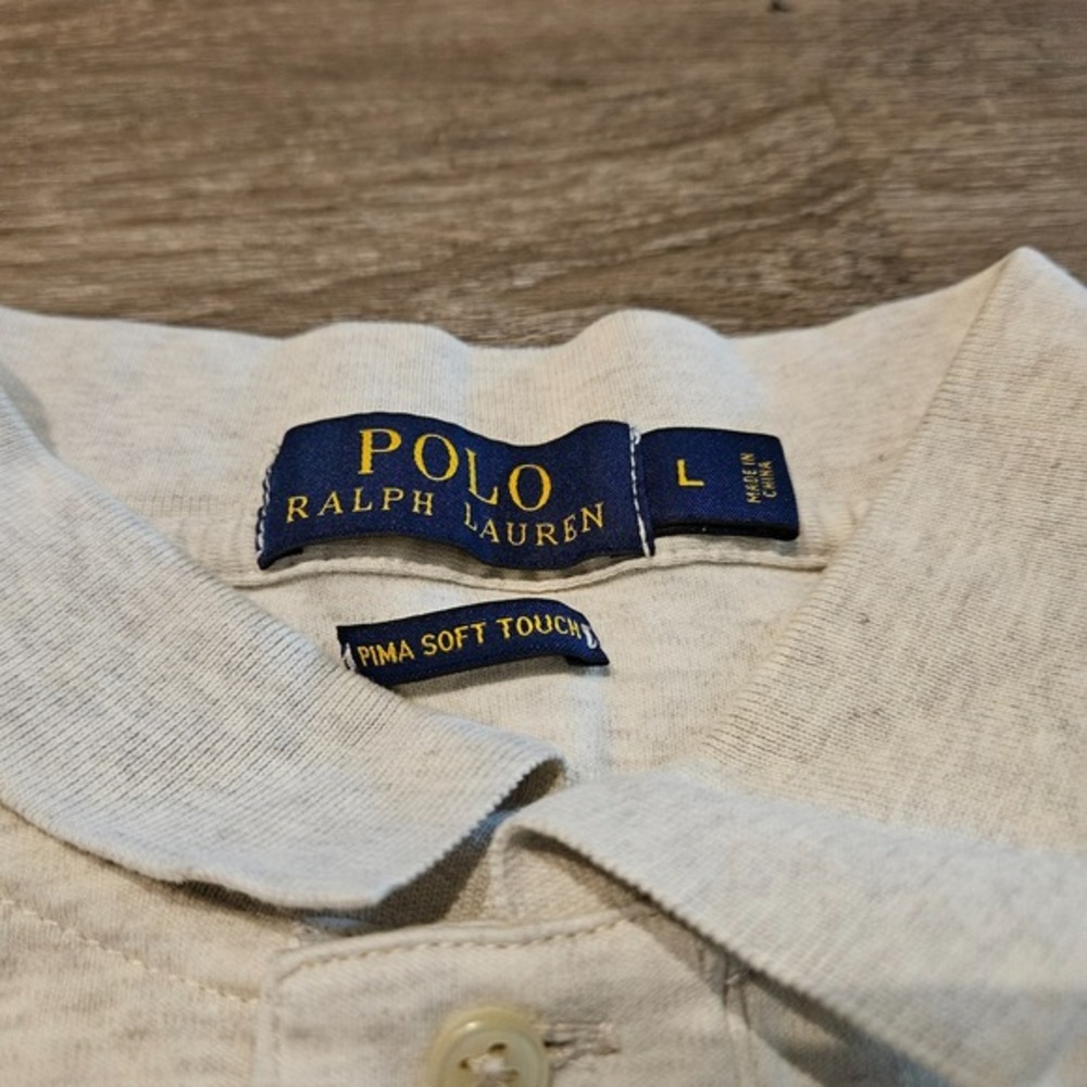 Polo Ralph Lauren Polo Shirt Mens Large Beige Pima Soft Touch Short Sleeve - Picture 5 of 9